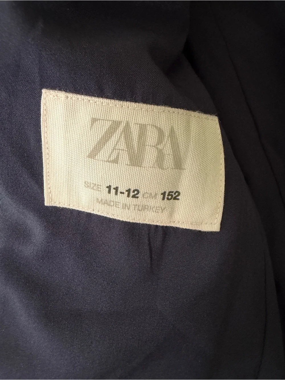 Zara Navy Blue Suit Sport Coat Blazer Jacket Boys Size 11-12
